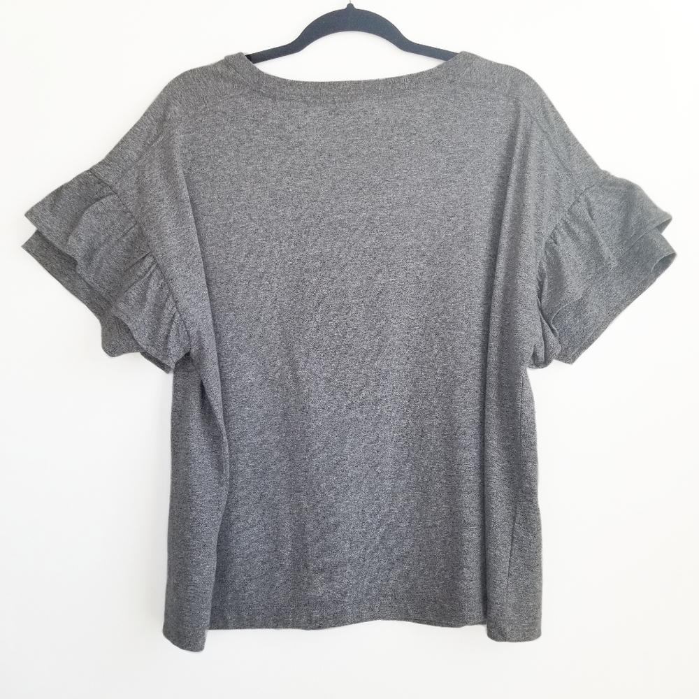 Madewell Ruffle Sleeve Tee Grey Size XL - Picture 5 of 8